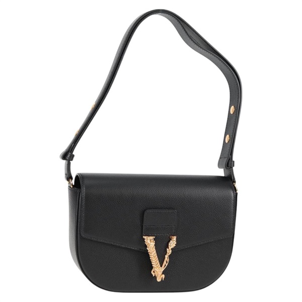 【原宿店限定】ヴェルサーチ VERSACE ショルダーバッグ レザー ブラック ゴールド レディース 118685AM