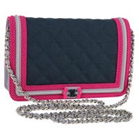 シャネル CHANEL ショルダーバッグ チェーン マトラッセ ボーイシャネル キャンバス ネイビー レディース 126610M