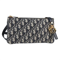 【原宿店限定】クリスチャンディオール Christian Dior ショルダーバッグ トロッターキャンバス ネイビー ゴールド レディース 128034SM