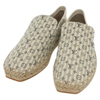 【原宿店限定】ルイ・ヴィトン LOUIS VUITTON 靴 モノグラムミニランクロワゼット スリッポン ブルー レディース 137473M