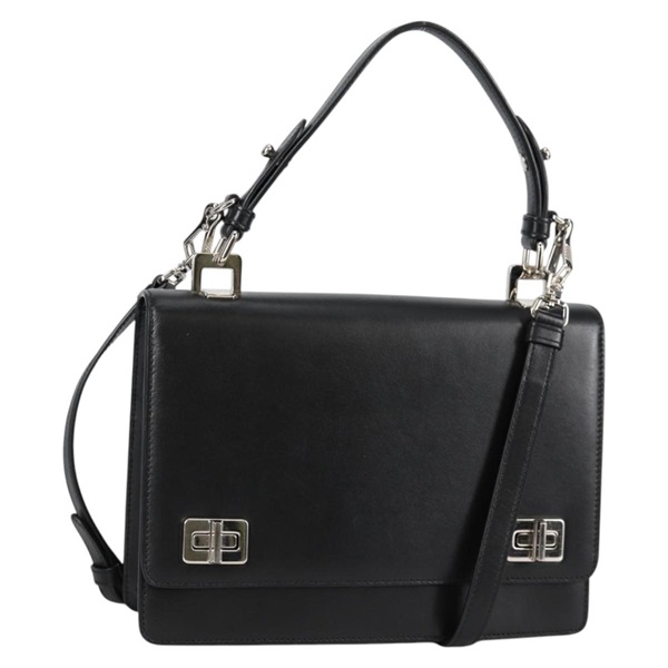 【原宿店限定】プラダ PRADA ハンドバッグ レザー 2way シルバー ブラック レディース 132849M