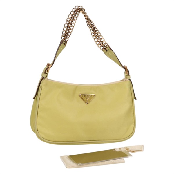 【原宿店限定】プラダ PRADA ハンドバッグ チェーン ナイロン イエロー ゴールド レディース 139937V