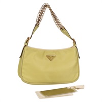 【原宿店限定】プラダ PRADA ハンドバッグ チェーン ナイロン イエロー ゴールド レディース 139937V