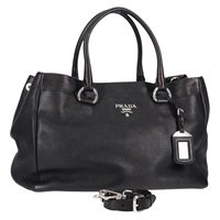 【原宿店限定】プラダ PRADA ハンドバッグ レザー 2way ブラック シルバー BR4393 レディース yk18771V