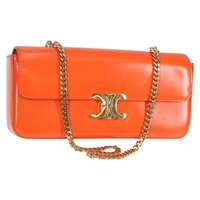 【原宿店限定】セリーヌ CELINE ショルダーバッグ トリオンフ クロード チェーン レザー ゴールド オレンジ レディース yk19090M