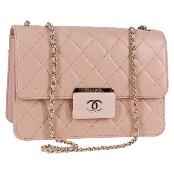 【原宿店限定】シャネル CHANEL ショルダーバッグ マトラッセ ビューティーロック チェーン レザー ピンク ゴールド レディース hk2930M