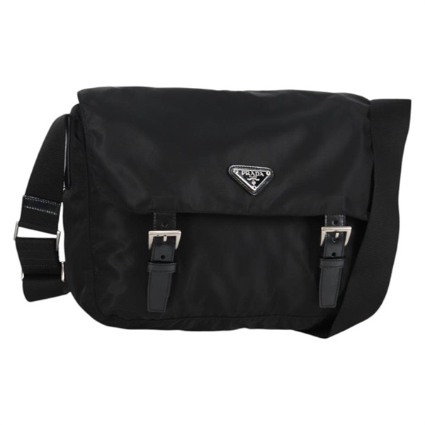 【原宿店限定】プラダ PRADA ショルダーバッグ ナイロン ブラック シルバー レディース yk19382V
