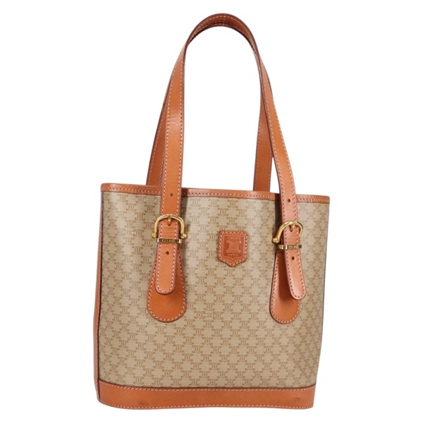 【原宿店限定】セリーヌ CELINE トートバッグ マカダムキャンバス PVC ベージュ ゴールド レディース 141894V