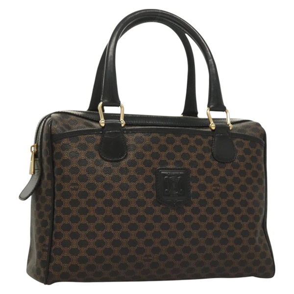 【原宿店限定】セリーヌ CELINE ボストンバッグ マカダムキャンバス PVCレザー ブラック ゴールド レディース am8780V