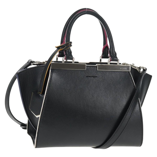 【原宿店限定】フェンディ FENDI プチトゥージュール ハンドバッグ レザー 2way ブラック シルバー レディース 141156V