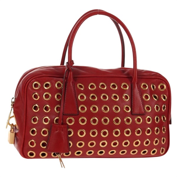 【原宿店限定】プラダ PRADA ハンドバッグ レザー レッド ゴールド レディース 144642V
