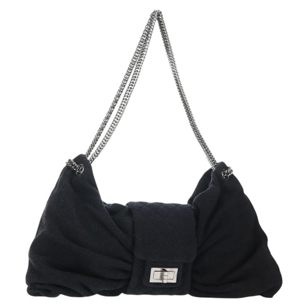 【原宿店限定】シャネル CHANEL ショルダーバッグ 25.5 チェーン パイル ブラック レディース 136540V