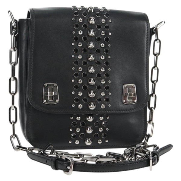 【原宿店限定】ミュウ ミュウ Miu Miu ショルダーバッグ チェーン レザー ブラック シルバー レディース 138395V