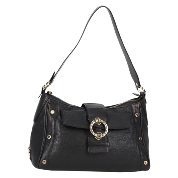 【原宿店限定】ブルガリ BVLGARI ショルダーバッグ レザー ブラック ゴールド レディース 142010V