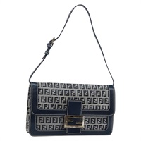 【原宿店限定】フェンディ FENDI マンマバゲット ショルダーバッグ ズッキーノキャンバス ネイビー シルバー レディース 143158V