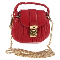 【原宿店限定】ミュウ ミュウ Miu Miu ショルダーバッグ マテラッセ チェーン レザー レッド ゴールド レディース 128161M
