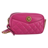 【原宿店限定】ヴェルサーチ VERSACE ショルダーバッグ チェーン レザー ピンク ゴールド レディース 128162V