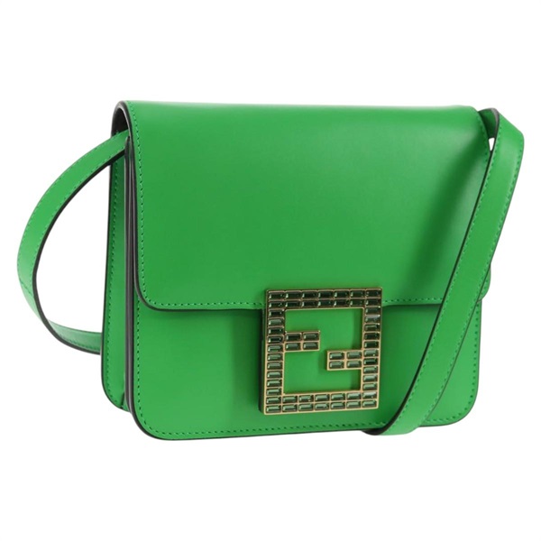 【原宿店限定】フェンディ FENDI ファブ ショルダーバッグ レザー グリーン ゴールド レディース 133473M