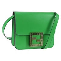 【原宿店限定】フェンディ FENDI ファブ ショルダーバッグ レザー グリーン ゴールド レディース 133473M
