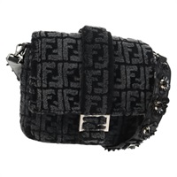 【原宿店限定】フェンディ FENDI バゲット メッセンジャー ミディアム ショルダーバッグ ズッカキャンバス ブラック シルバー レディース 141163M