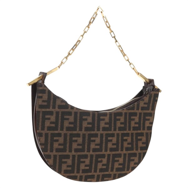 【原宿店限定】フェンディ FENDI ショルダーバッグ ズッカキャンバス チェーン ブラック ブラウン レディース 142905V