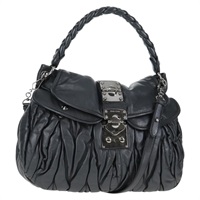 【原宿店限定】ミュウ ミュウ Miu Miu ショルダーバッグ マテラッセ レザー 2way ブラック シルバー レディース 143194V