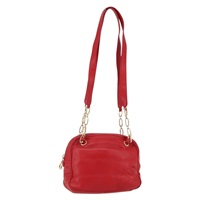 【原宿店限定】ロエベ LOEWE ショルダーバッグ アナグラム チェーン レザー レッド ゴールド レディース 144443V