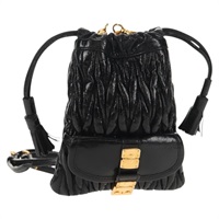 【原宿店限定】ミュウ ミュウ Miu Miu ショルダーバッグ マテラッセ チェーン ショルダーポーチ レザー ブラック ゴールド レディース 145557V