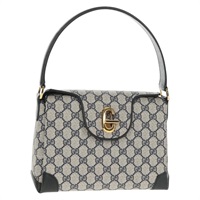【原宿店限定】グッチ GUCCI ショルダーバッグ GGスプリーム PVC ネイビー ゴールド レディース 146256V