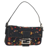 【原宿店限定】フェンディ FENDI ショルダーバッグ マンマバゲット ビーズ デニム ネイビー レディース ki6105V