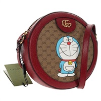 【原宿店限定】グッチ GUCCI ショルダーバッグ マイクロGGスプリーム ドラえもんコラボ PVC ベージュ ボルドー 625216 レディース sw1582M