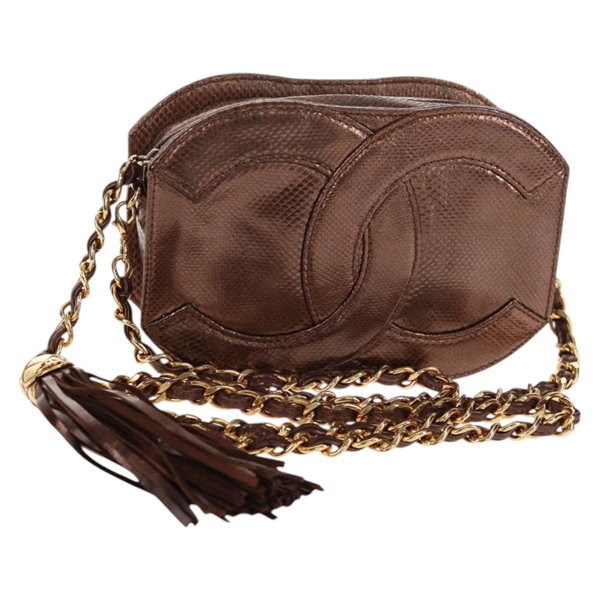 【原宿店限定】シャネル CHANEL ショルダーバッグ ココマーク チェーン キャビアスキン ブロンズ ゴールド レディース 142318V