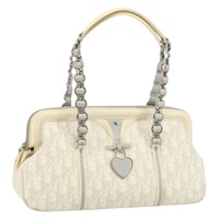 【原宿店限定】クリスチャンディオール Christian Dior トートバッグ トロッターキャンバス チェーン ロマンティック PVC ホワイト レディース 144916V