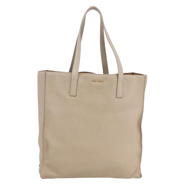 【原宿店限定】ミュウ ミュウ Miu Miu トートバッグ レザー ベージュ レディース am9332V