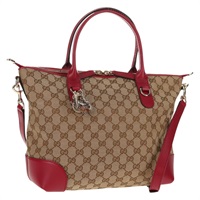 【原宿店限定】グッチ GUCCI トートバッグ GGキャンバス ハートビット 2way ベージュ レッド レディース ki5996V