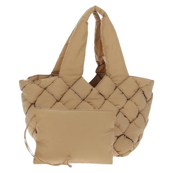 【原宿店限定】ボッテガヴェネタ BOTTEGAVENETA トートバッグ カセット　パデッド イントレチャート ナイロン ベージュ シルバー 670207 レディース sw1603M