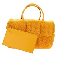 【原宿店限定】ボッテガヴェネタ BOTTEGAVENETA トートバッグ マキシイントレチャート ザアルコトート ムートン イエロー 652867 レディース sw1604M