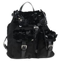 【原宿店限定】プラダ PRADA バックパック スパンコール ナイロン ブラック シルバー レディース 141151M