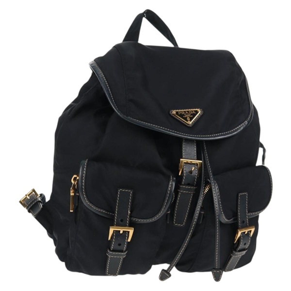【原宿店限定】プラダ PRADA バックパック ナイロン ネイビー ゴールド レディース 144874M