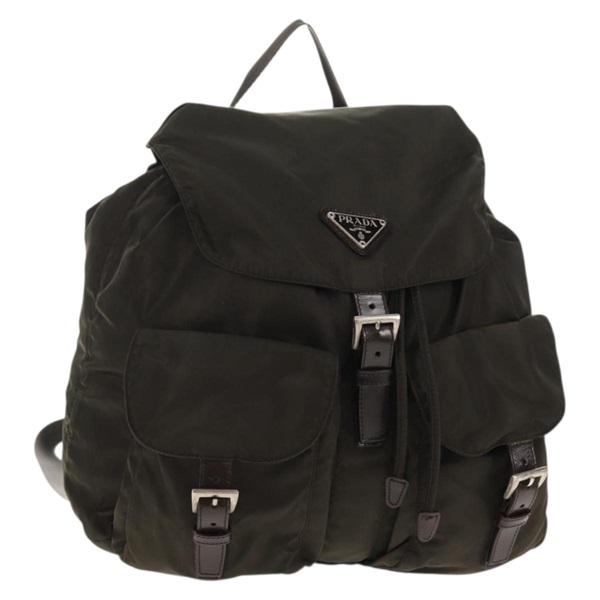 【原宿店限定】プラダ PRADA バックパック ナイロン カーキ シルバー レディース 145247V