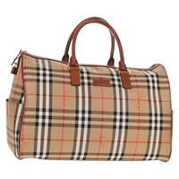 【原宿店限定】バーバリー BURBERRY ボストンバッグ ノバチェック キャンバス ベージュ ゴールド レディース am9136V