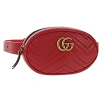 【原宿店限定】グッチ GUCCI ウエストバッグ GGマーモント レザー レッド ゴールド 476434 レディース 146076V