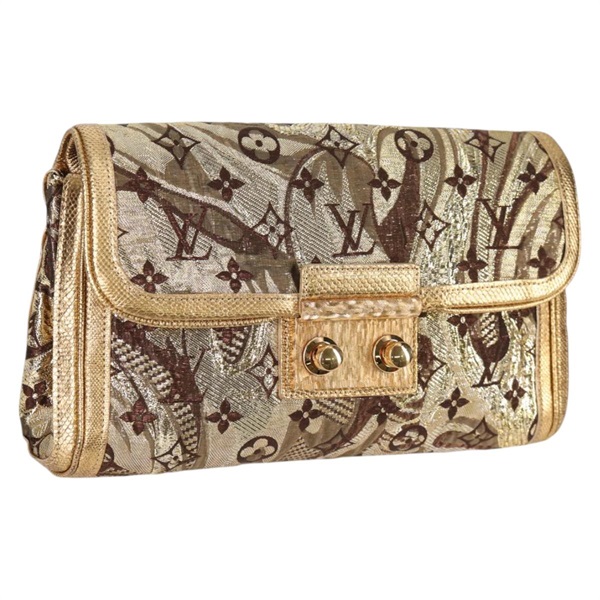 【原宿店限定】ルイ・ヴィトン LOUIS VUITTON タリ クラッチバッグ モノグラムブロケイド ゴールド M93142 レディース 134873V
