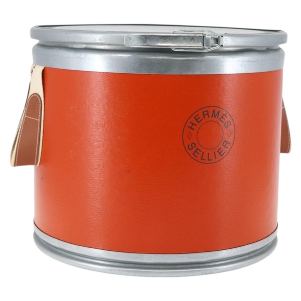 【原宿店限定】エルメス HERMES サドルボックス ジュエリーボックス メタル オレンジ シルバー レディース 141723V
