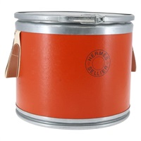【原宿店限定】エルメス HERMES サドルボックス ジュエリーボックス メタル オレンジ シルバー レディース 141723V