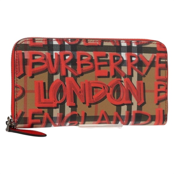 【原宿店限定】バーバリー BURBERRY 長財布 ノバチェック グラフィティ PVC ベージュ レディース 143015M