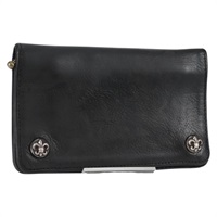 【原宿店限定】クロムハーツ Chrome Hearts コンパクトウォレット 財布 1ジップウォレットフレアボタン レザー ブラック レディース 134689M