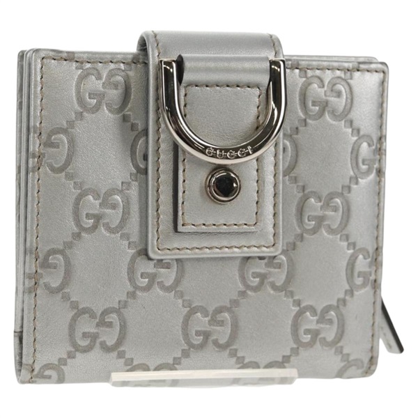 【原宿店限定】グッチ GUCCI 二つ折り財布 GGキャンバス アビー グッチシマ レザー シルバー 154205 レディース am9314V