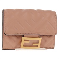 【原宿店限定】フェンディ FENDI 三つ折り財布 ズッカキャンバス レザー ピンク ゴールド レディース BA6630M