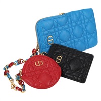 【原宿店限定】クリスチャンディオール Christian Dior ポーチ カナージュ レザー ブルー レッド レディース 134892M